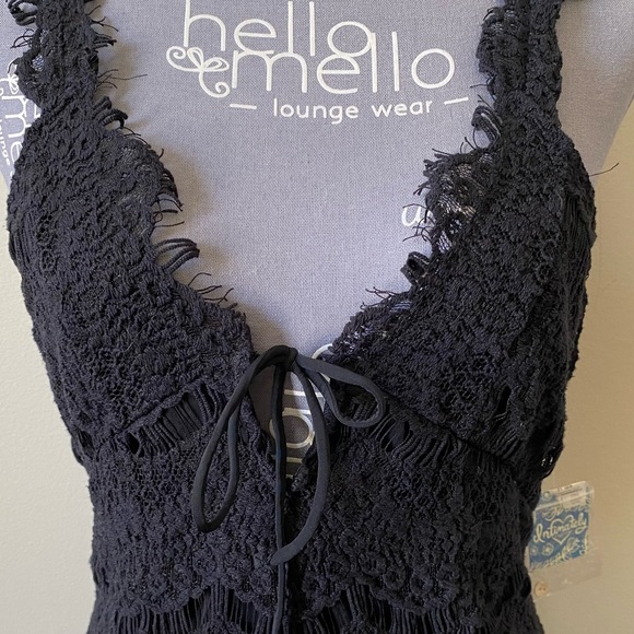 Free People Intimately night moves midnight elegant black lace mini dress (NWT) - Picture 4 of 10